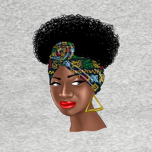 African woman with a beautiful headband by Kenzellshop